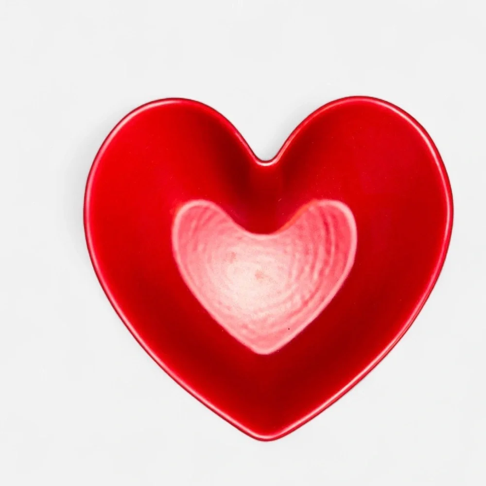 Red Heart-Shaped Dish Decor